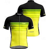 tanie Męskie koszulki-Męskie Koszulka rowerowa Gradient Krótki rękaw Rower Tee Tshirt Dżersej z 3 tylnymi kieszeniami Kolarstwo górskie Szybkie wysychanie Anatomiczny kształt Odprowadzające wilgoć Oddychający Sport Żółty