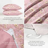 abordables 100% Coton-Housse de couette florale taille double ensemble de literie en coton ensembles de lit housse de couette douce légère avec 2 taies d&#039;oreiller pour l&#039;été le printemps violet violet
