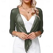 voordelige moeders wikkels-Damesomslag Elegant 3/4 mouw Chiffon Bruiloftsomslagen Met Pure Kleur Voor Feest Lente zomer