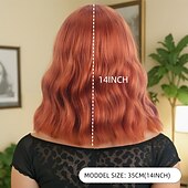 abordables Pelucas sintéticas de moda-Pelucas sintéticas Ondulado Tejido rizado Corte asimétrico Flequillo recto Hecho a Máquina Peluca 14 pulgadas A1 Pelo sintético Mujer Clásico Cómodo Gradiente de Color Naranja