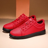 cheap Casual Sneakers-Men's Red Leather Sneakers with Sleek Design - Bold Casual Streetwear for Everyday Comfort