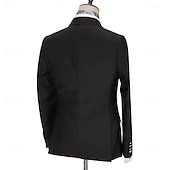 voordelige Bruiloftspakken-Heren Bruiloft Feestpakken Zwart Bordeau Mode Zaken Effen Kleur Standaard Pasvorm 2-Piece Dubbelzijdig Met Twee Knopen