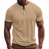 abordables Camiseta informal tipo henley-Hombre Camiseta con botones Camiseta Henley Shirt Tee Manga Corta Henley Verano Primavera Plano Moda Design Básico Jacquard Vacaciones Calle Noche Negro Blanco Rojo Camiseta superior para hombre