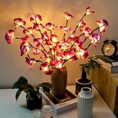 abordables 123496-1 veilleuse LED décorative en forme d&#039;orchidée papillon violette avec 20 perles lumineuses émettant des branches pour décoration d&#039;intérieur, festival, mariage, maison, boîte à piles AA