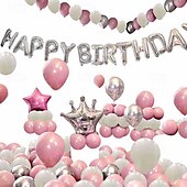 cheap Birthday Party Supplies-Birthday Party Scene Decoration Set - Multicolor Balloons with &#039;Happy Birthday&#039; Balloons Banner
