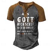 economico Parole divertenti-Per uomo maglietta Camicia Henley Magliette grafiche Magliette divertenti Color Block Alfabetico Gott Henley Abbigliamento Stampa 3D Plus Size Esterno Giornaliero Manica corta Collage Bottone giù