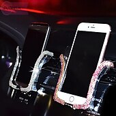 cheap Automotive Interior Accessories-Universal Car Phone Holder with Bing Crystal Rhinestone Car Air Vent Mount Clip Cell Phone Holder for iPhone Samsung Car Holder