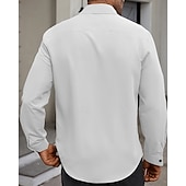 economico camicia da uomo con bottoni-Per uomo Camicia Camicia Estiva Camicia casual Camicia da Spiaggia Camicia con Bottoni Bianco Borgogna Verde militare Manica Lunga Semplice Bavero Vacanza Camicia hawaiana Bottonato Abbigliamento