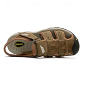 abordables sandalias de exterior-Sandalias deportivas multitirantes verdes y marrones para hombre con velcro ajustable y suela antideslizante para aventuras al aire libre