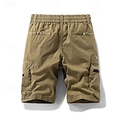 cheap Classic-Men's Cargo Shorts Shorts Summer Shorts Drawstring Elastic Waist Zipper Pocket Plain Comfort Wearable Knee Length Outdoor Sport Daily Fashion Casual Black Brown