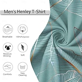 cheap Geometrical-Men&#039;s Palm Leaf Plants Pattern T Shirt Henley Shirt Short Sleeve Hawaiian Street Casual Daily Summer Spring Frost Green Pink Light Green Light Blue Henley Henley T-Shirt
