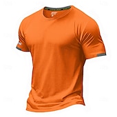 お買い得  ベーシックTシャツ-男性用 Tシャツ マッスルシャツ 半袖 クルーネック 夏 活発的 クラシック スポーツ ランニング ライトブルー ブラック ライトグリーン メンズトップTシャツ