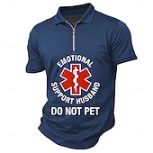 abordables Polo à texte amusant pour homme-Homme Texte Polos à zip Manche Courte Polos Chemises à Col Occasionnel Extérieur Athleisure Impression 3D Été Noir Rouge Vert foncé