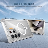 ieftine Carcasă Samsung-telefon Maska Pentru Samsung Galaxy S24 Ultra Plus S24 FE S23 Ultra Plus S22 Plus Ultra Capac Spate Magnetic Acceptă încărcarea fără fir Anti Șoc Retro PC