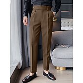 abordables Mince-Homme pantalon de costume Pantalon Pantalon plissé Pantalon de costume Pantalon Gurkha Poche Taille haute Plein Confort Mariage Bureau Travail Elégant Rétro Vintage Noir Blanche Taille haute
