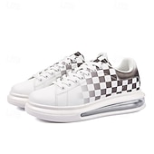 abordables Occasionnel-Baskets tendance à carreaux blancs et verts pour hommes avec semelle coussinée - chaussures décontractées élégantes pour le printemps et l&#039;été