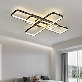 お買い得  シーリングライト調光可能タイプ-モダンな天井ライト 23.6 インチ 96 ワット 35.8 インチ 124 ワット LED 無限調光 リモコン付き 4 リング ブラック 埋め込み式天井照明器具 低天井の寝室、リビングルーム、ダイニングルームに最適