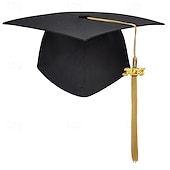 cheap Graduation Decoration-Graduation Cap with 2025 Tassel, Black Bachelor Master Doctoral Cap for High School &amp; College Graduation Ceremony, Adult Academic Cap