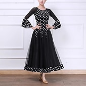 billige Konkurranseutstyr-Ballroom-dans Kjole Tvinning Krystall / Rhinestone Dame Ytelse Fest 3/4 ermer Netting Spandex Tyll