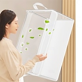 economico Organizzazione spazi-contenitore trasparente per indumenti con coperchio, organizer per cassetti trasparente di grande capacità, contenitore per guardaroba in PVC per coperte, vestiti e organizzazione di tessuti