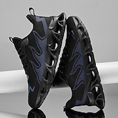 preiswerte Herren Laufschuhe-Sportliche Herren-Sneaker, auffälliges Flammen-Design in Schwarz und Rot, Sportschuhe zum Laufen und fürs Fitnessstudio