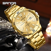 cheap Quartz Watches-SANDA 3265 Men&#039;s Quartz Watch Simple and Fashionable Large Dial Night Light Waterproof Band Calendar Wristwatch