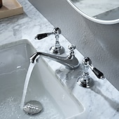 abordables Robinets LED-Robinet lavabo - Séparé Plaqué Diffusion large Deux poignées trois trousBath Taps