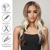 お買い得  トレンドの合成ウィッグ-人工毛ウィッグ ウェーブ 弾丸カール ミドル部 レイヤード・ヘアカット 機械製 かつら 26 インチ A1 合成 女性用 弾性ある 快適 カラーグラデーション ブロンド