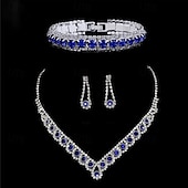 voordelige Sieradensets-Bruidssieradensets 1 set Legering 1 Ketting 1 Armband Oorbellen Dames Elegant Modieus Gepersonaliseerde Retro Kostbaar Geometrische vorm Sieraden set Voor Bruiloft Bruiloft gast Speciale gelegenheden 