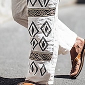 economico retrò-Per uomo Pantaloni di Lino Pantaloni Pantaloni Estivi Coulisse Elastico in vita Gamba Dritta Semplice Comodità Traspirante Lunghezza intera Casuale Quotidiano Ferie Moda Stile Classico Bianco