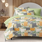 abordables 100% Coton-Housse de couette patchwork floral taille double ensemble de literie en coton ensembles de lit housse de couette couette douce légère avec 2 taies d&#039;oreiller pour l&#039;été le printemps