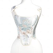 olcso Fűzők-Retró Középkori Reneszánsz Fűző Prsluk Bustier Női Kelta Fantasy Mindszentek napja Farsang Álarcos mulatság Parti Alkalmi / Napi LARP Felnőttek Fűző