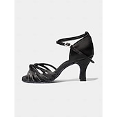 cheap Latin Shoes-Gold Strappy Latin Dance Sandals for Women – High Heel Ballroom Salsa Shoes with Ankle Straps