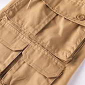 cheap Classic-Men&#039;s Capri Cargo Shorts Cargo Shorts Capri Pants Shorts Summer Shorts Zipper Multiple Pockets Flap Pocket Plain Comfort Breathable Knee Length Outdoor Vacation Sporty Casual Red Khaki