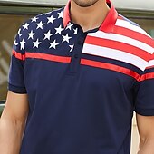 abordables Día de la Independencia-día de la independencia americana Hombre Bandera estadounidense de los Estados Unidos Polo Manga Corta Camisas de polo Camisas con cuello Casual Exterior Ropa Cotidiana Impresión 3D Verano Primavera