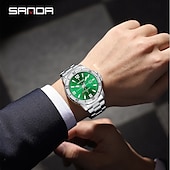 cheap Quartz Watches-SANDA 3265 Men&#039;s Quartz Watch Simple and Fashionable Large Dial Night Light Waterproof Band Calendar Wristwatch