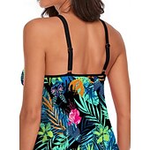 abordables Robes de bain-Femme Maillots de Bain Tankini Maillot de bain Hawaïen Magnifique Fleur Feuilles Sans Manches Maillots de bain
