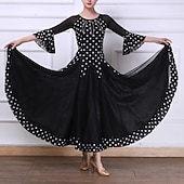 billige Konkurranseutstyr-Ballroom-dans Kjole Tvinning Krystall / Rhinestone Dame Ytelse Fest 3/4 ermer Netting Spandex Tyll