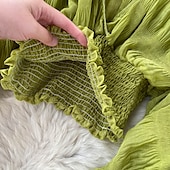 levne Oblečené topy-Dámské Halenka Šifonové topy Bez vzoru stylové Dlouhý rukáv Nahoře nabírané Do V Crop Tops Dovolená Jdeme ven Nabírané šaty Černá Bílá Fialová Trávová zelená Jaro