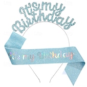 voordelige Verjaardagsfeest Benodigdheden-verjaardagsfeestje modieuze verjaardagsversieringen 2-delige set voor meisjes en vrouwen hoofdband en sjerp met &#039;it&#039;s my birthday&#039; verkrijgbaar in meerdere kleurencombinaties