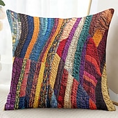 baratos Estilo Vintage-Capa de Almofada Decorativa de Patchwork Geométrico 1PC Capa de Almofada Quadrada Macia para Sofá Capa de Almofada para Quarto Sala de Estar