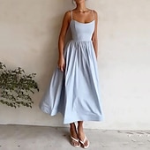 abordables Robes de Diplôme-Femmes Robe Midi Robe Blanche Robe de remise des diplômes Robe Nuisette Mode Moderne Anniversaire Remise des Diplômes Date Coupe régulière Uni Sans manches Bretelles spaghetti Blanche Rose Claire