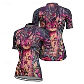 お買い得  ウィメンズジャージ-女性用 サイクリングジャージー 半袖 バイク Tシャツ ジャージー 3つのリアポケット付き マウンテンサイクリング 高通気性 速乾性 人間工学デザイン ウィッキング ブルー ミントグリーン ダークグリーン 猫 スポーツ 衣類