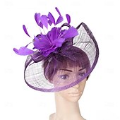 billiga Hattar och fascinators-Huvudbonad Faux Linne Fjädrar Bröllop Kvällsfest Elegant Bröllop Med Fjäder Hårbonad Huvudbonader
