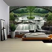 Недорогие пейзаж гобелен-Природный пейзаж Подвесной гобелен Мурал Искусство Широкоформатный гобелен Мурал Декорация Фоновое фото Одеяло Занавеска Декор для дома Спальня Гостиная