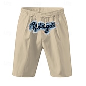 economico Vacanza-Per uomo Shorts Shorts di Lino Pantaloncini Estivi Shorts da Spiaggia Ricamato Coulisse Elastico in vita Semplice Comodità Traspirante Lunghezza al ginocchio All&#039;aperto Quotidiano Spiaggia Moda