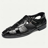 cheap Premium Leather Sandals-Luxury Men&#039;s Brown Leather Fisherman Sandals - Elegant Dress Footwear with Woven Straps