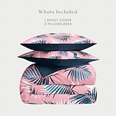 baratos 100% algodão-Capa de Edredom de Folhas Tropicais Tamanho Queen Conjunto de Roupa de Cama Conjunto de Capa de Colcha Cobertura de Edredom Macia Leve com 2 Fronhas para Verão Primavera