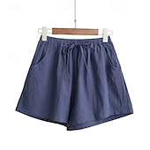 abordables Short en lin et coton-Femmes Short en coton et lin Shorts Slacks Streetwear Occasionnel Court Naturel Uni Avec Poches Conception à cordon élastique Confortable Vacances Rue Carmin Vert forêt Bleu ciel clair Gris Été Coupe