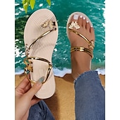 economico Infradito da Vacanza-Per donna Sandali Boho Da mare Giornaliero Farfalla Piatto Punta tonda Festività PU Mocassino Argento Nero Bianco
